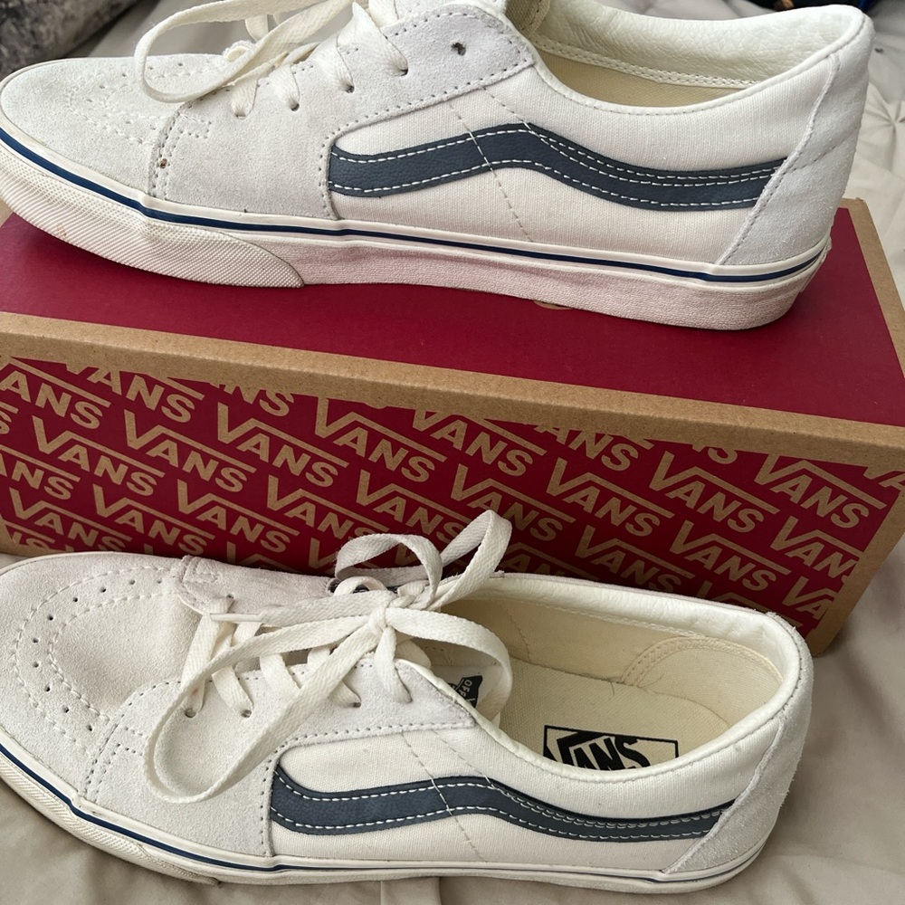 Vans White and Blue Sneakers